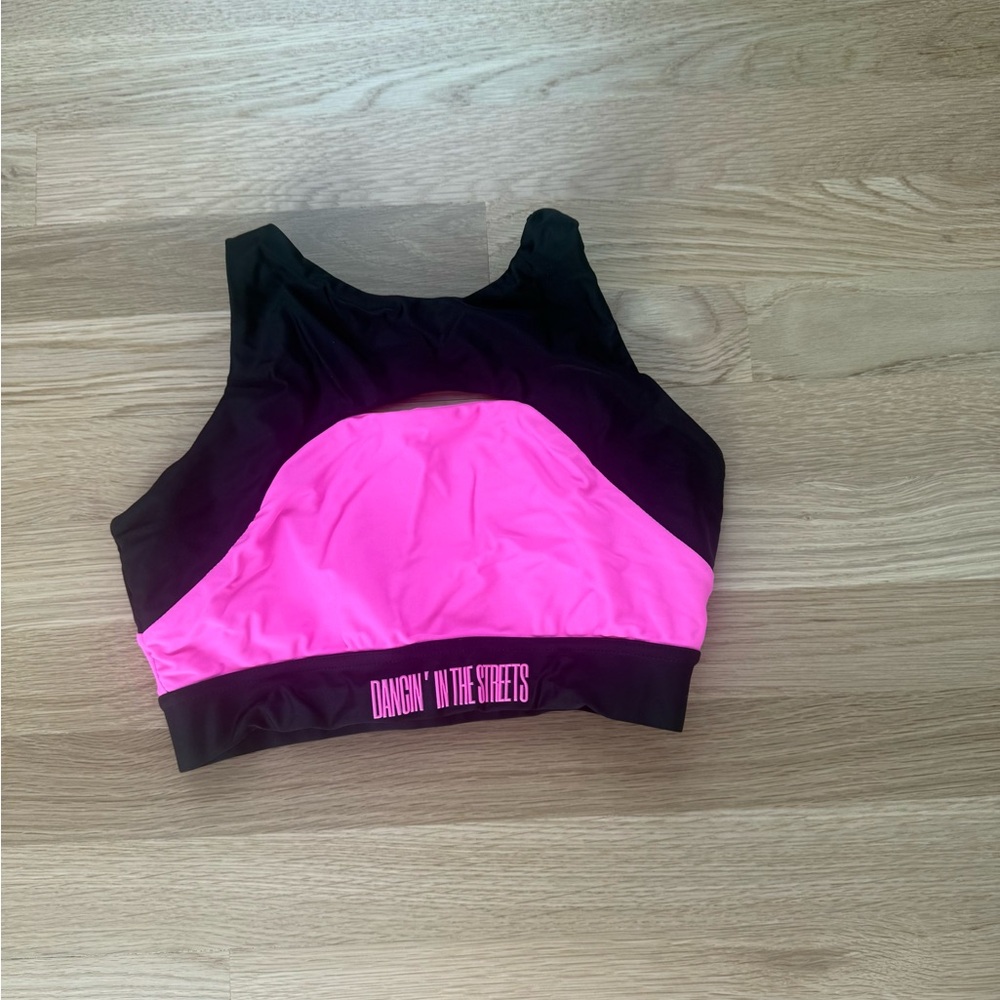 Women's Black and Pink Sports Bra